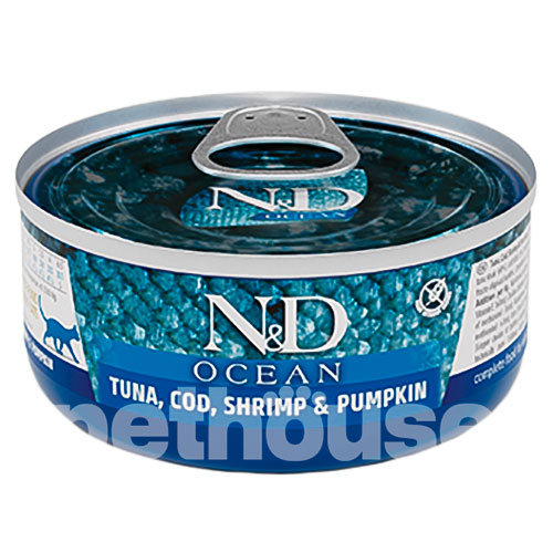 Farmina N&D Ocean Grain Free Cat Adult Tuna, Cod, Shrimp & Pumpkin Cans