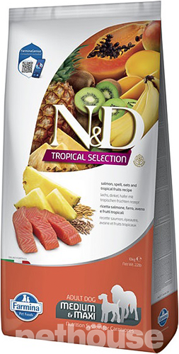 Farmina N&D Tropical Selection Dog Adult Medium & Maxi Salmon, Spelt, Oats & Tropical fruits
