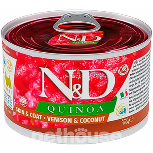Farmina N&D Quinoa Dog Adult Mini Skin & Coat Venison & Coconut Cans