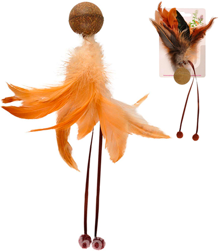 Flamingo Catnip Ball & Feather Мячик с перьями и кошачьей мятой для кошек