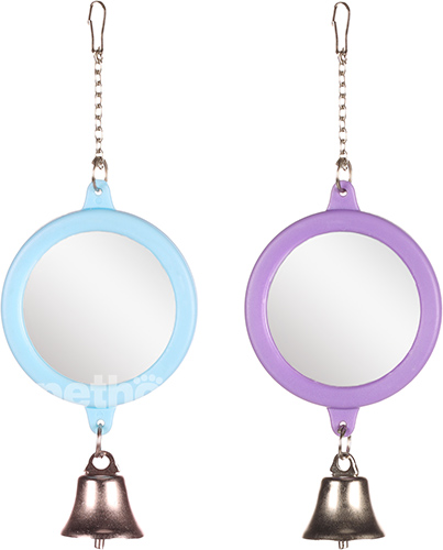Flamingo Mirror Round & Bell Круглое зеркало с колокольчиком для попугаев