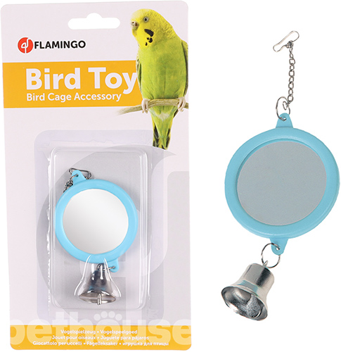 Flamingo Mirror Round & Bell Круглое зеркало с колокольчиком для попугаев