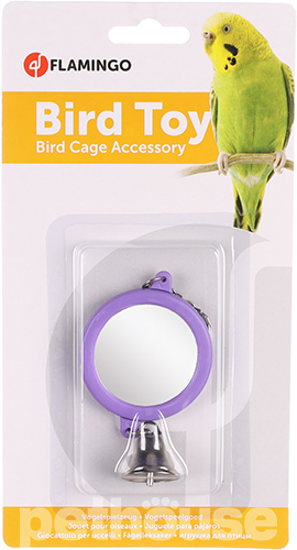 Flamingo Mirror Round & Bell Круглое зеркало с колокольчиком для попугаев