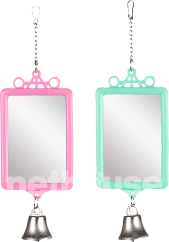 Flamingo Mirror Straight & Bell Прямокутне дзеркало з дзвіночком для папуг