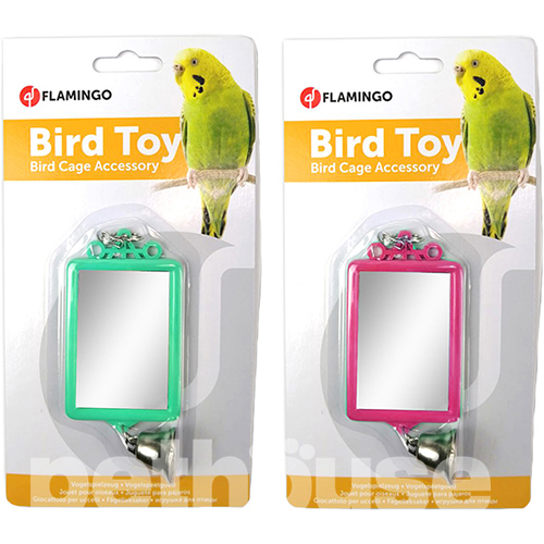 Flamingo Mirror Straight & Bell Прямокутне дзеркало з дзвіночком для папуг