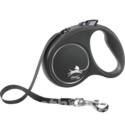 Flexi Black Design S — повідець-рулетка для собак вагою до 15 кг, стрічка, 5 м, фото 3