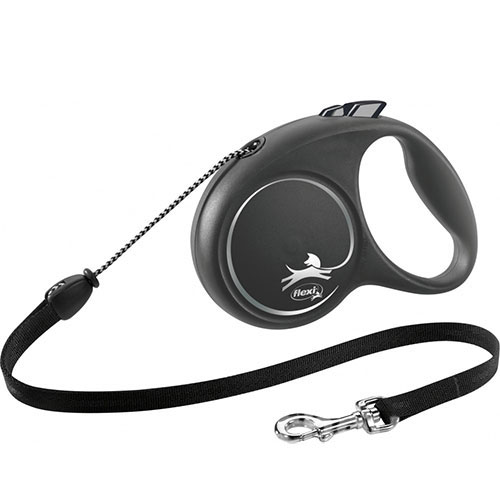 Flexi Black Design M — повідець-рулетка для собак вагою до 20 кг, трос, 5 м, фото 3