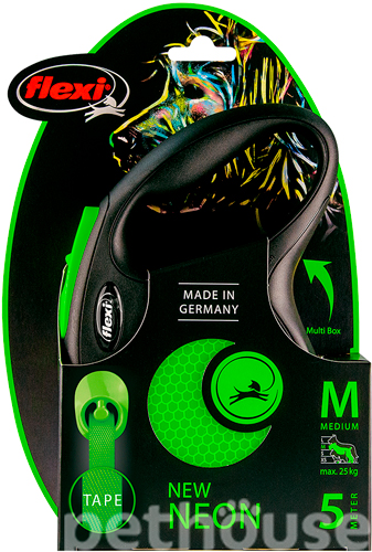 Flexi New Neon M — поводок-рулетка светоотражающая для собак до 25 кг, лента, 5 м, фото 8