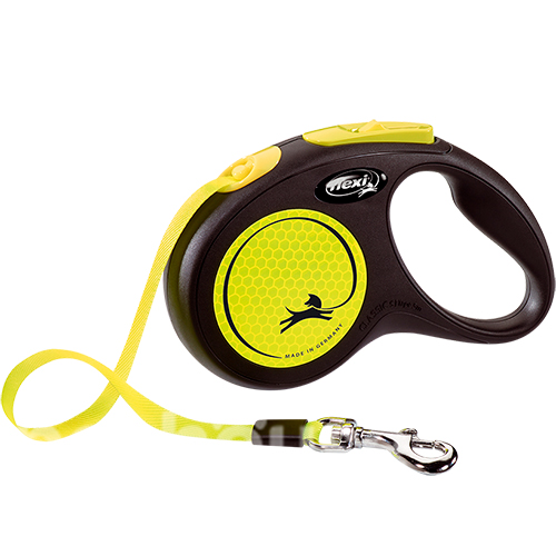 Flexi New Neon S — повідець-рулетка світловідбивна для собак до 15 кг, стрічка, 5 м, фото 3