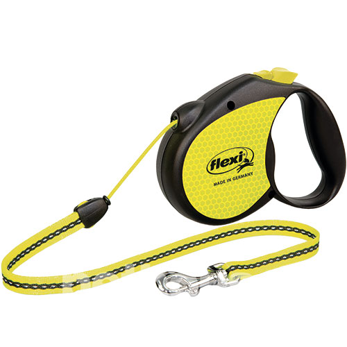 Flexi Standard Neon M — поводок-рулетка светоотражающая для собак до 20 кг, трос, 5 м
