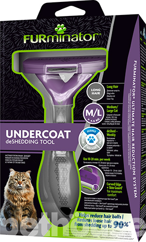 FURminator Long Hair Cat M/L - фурминатор для длинношерстных кошек крупных пород, фото 4