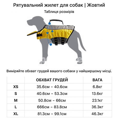 GF Pet Swimming Life Vest Рятувальний жилет для собак, жовтий GF Pet Swimming Life Vest Рятувальний жилет для собак, жовтий