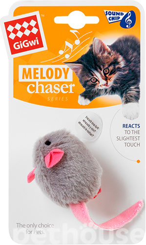 GiGwi Melody Chaser Хутряна мишка зі звуковим чипом для котів, фото 2
