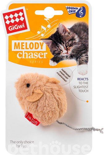 GiGwi Melody Chaser Пушистая мышка со звуковым чипом для кошек