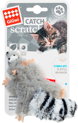 GiGwi Catch & Scratch Меховый енот с кошачьей мятой для кошек, фото 2