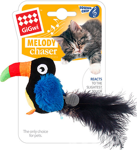 GiGwi Melody Chaser Тукан с перьями и звуковым чипом для кошек, фото 2