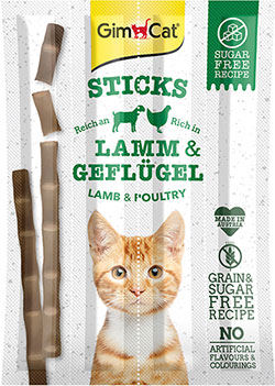 GimCat Sticks Lamb and Poultry - ласощі для котів, з ягням і птицею