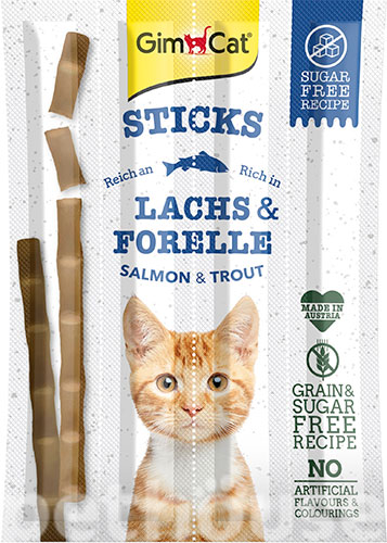 GimCat Sticks Salmon and Troute - лакомства для кошек, с лососем и форелью