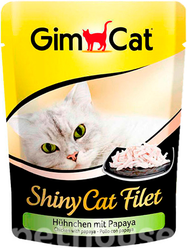 GimCat Shiny Cat Filet консерви для котів, з куркою та папаєю, пауч