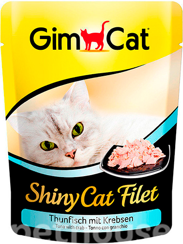 GimCat Shiny Cat Filet консерви для котів, з тунцем і крабами, пауч
