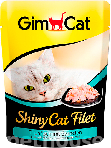 GimCat Shiny Cat Filet консервы для кошек, с тунцом и креветками, пауч