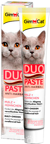 GimCat Duo-Paste Anti-Hairball - паста для виведення шерсті зі шлунку котів, з куркою