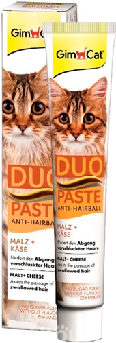 GimCat Duo-Paste Anti-Hairball - паста для выведения шерсти из желудка кошек, с сыром