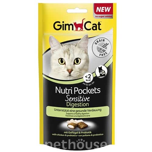 GimCat Nutri Pockets Sensitive - подушечки с пребиотиками для кошек