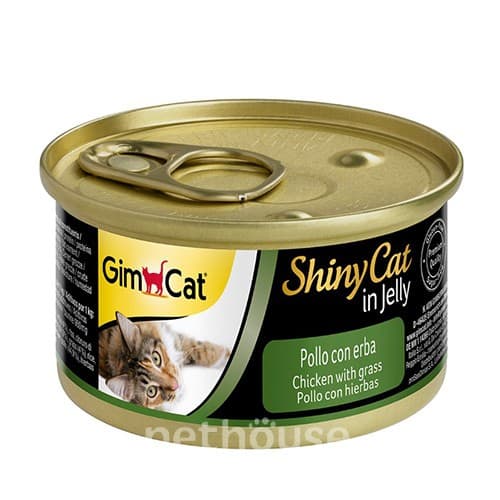 GimCat Shiny Cat консервы для кошек, с курицей и травой