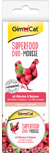 GimCat Superfood Duo-Mousse с курицей и малиной для кошек
