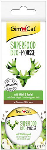 GimCat Superfood Duo-Mousse з олениною та яблуком для котів