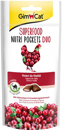 GimCat Superfood Nutri Pockets с курицей и клюквой для кошек