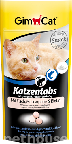 GimCat Katzentabs Mix - витаминизированные лакомства для кошек, c рыбой и маскарпоне