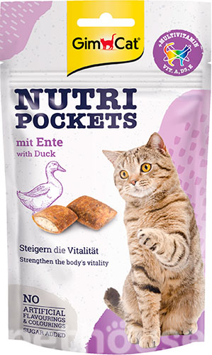 GimCat Nutri Pockets Duck & Multivitamin - подушечки с уткой и витаминами для кошек