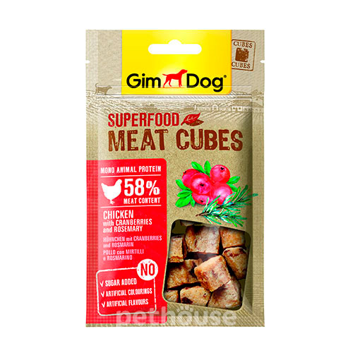 GimDog Superfood М’ясні кубики з куркою, журавлиною та розмарином для собак
