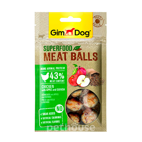 GimDog Superfood М’ясні кульки з куркою, яблуком і кіноа для собак