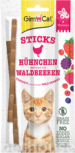 GimCat Superfood Duo-Sticks с курицей и ягодами для кошек
