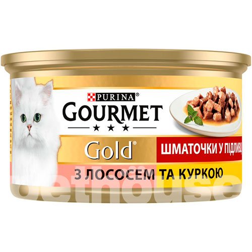 Gourmet Gold Кусочки в подливке с лососем и цыпленком