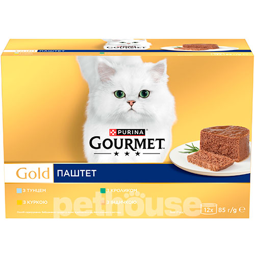 Gourmet Gold Multipack Паштеты с тунцом, курицей, кроликом и индейкой для кошек
