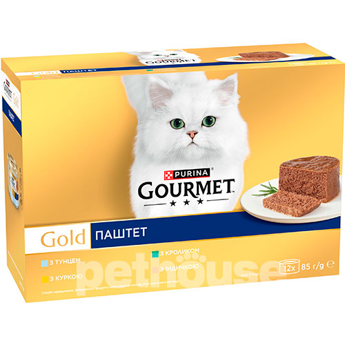 Gourmet Gold Multipack Паштеты с тунцом, курицей, кроликом и индейкой для кошек