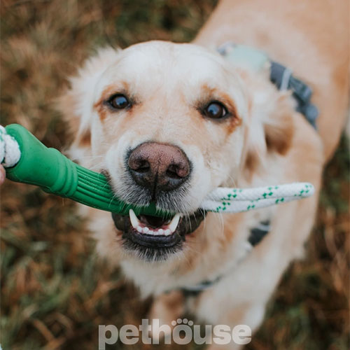Green Sheep Natural Rubber Bone Rope L Резиновая кость с веревкой для собак, 17 см