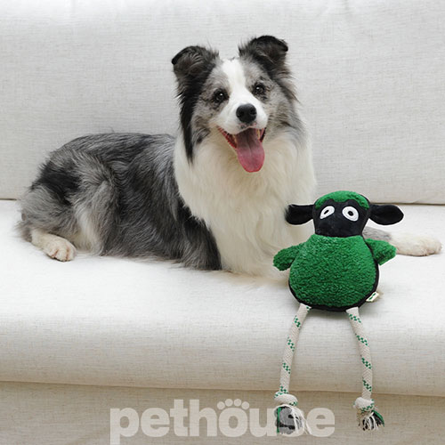 Green Sheep Rope Toy M Іграшка "Вівця" з мотузкою для собак