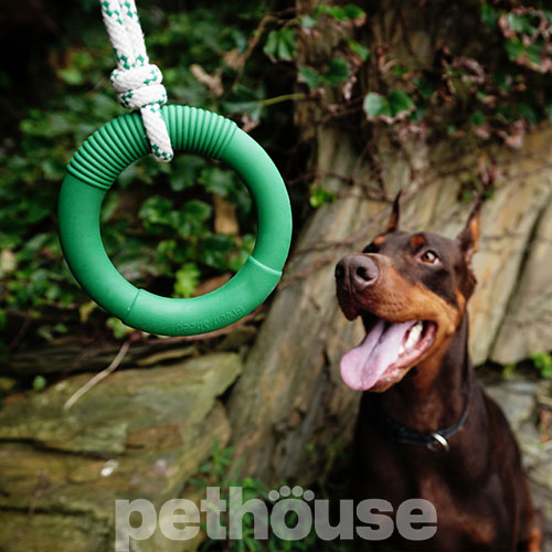 Green Sheep Natural Rubber Hoop Rope M Резиновое кольцо с веревкой для собак, 15,5 см