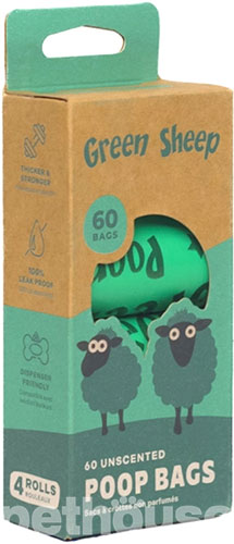 Green Sheep Poop Bag Rolls Набор пакетов для уборки, без аромата