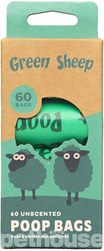Green Sheep Poop Bag Rolls Набор пакетов для уборки, без аромата