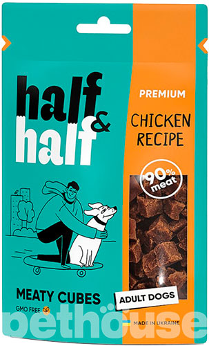 Half&Half Adult Dogs Мясные кубики с курицей для собак