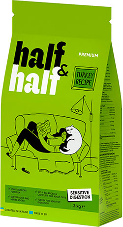 Half&Half Sensitive Digestion Cats с индейкой для кошек с чувствительным пищеварением