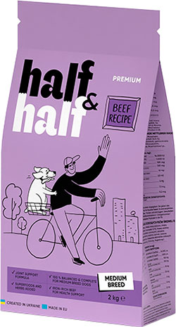 Half&Half Adult Dogs Medium Breed с говядиной для взрослых собак средних пород