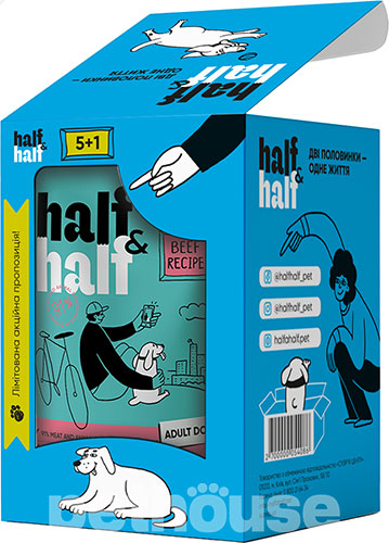 Half&Half Adult Dogs Шматочки з яловичиною в соусі для дорослих собак, пауч
