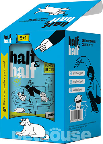 Half&Half Adult Puppy Шматочки з індичкою в соусі для цуценят, пауч